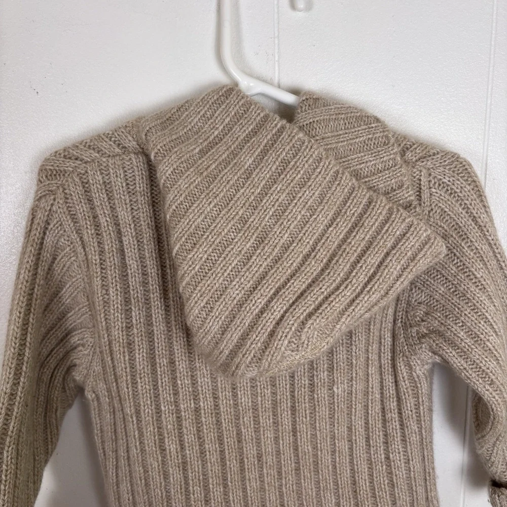 VTG Hooded Wool Blend Full Zip Cardigan Baby Autumn Sweater Brown Sz 12M By DPAM